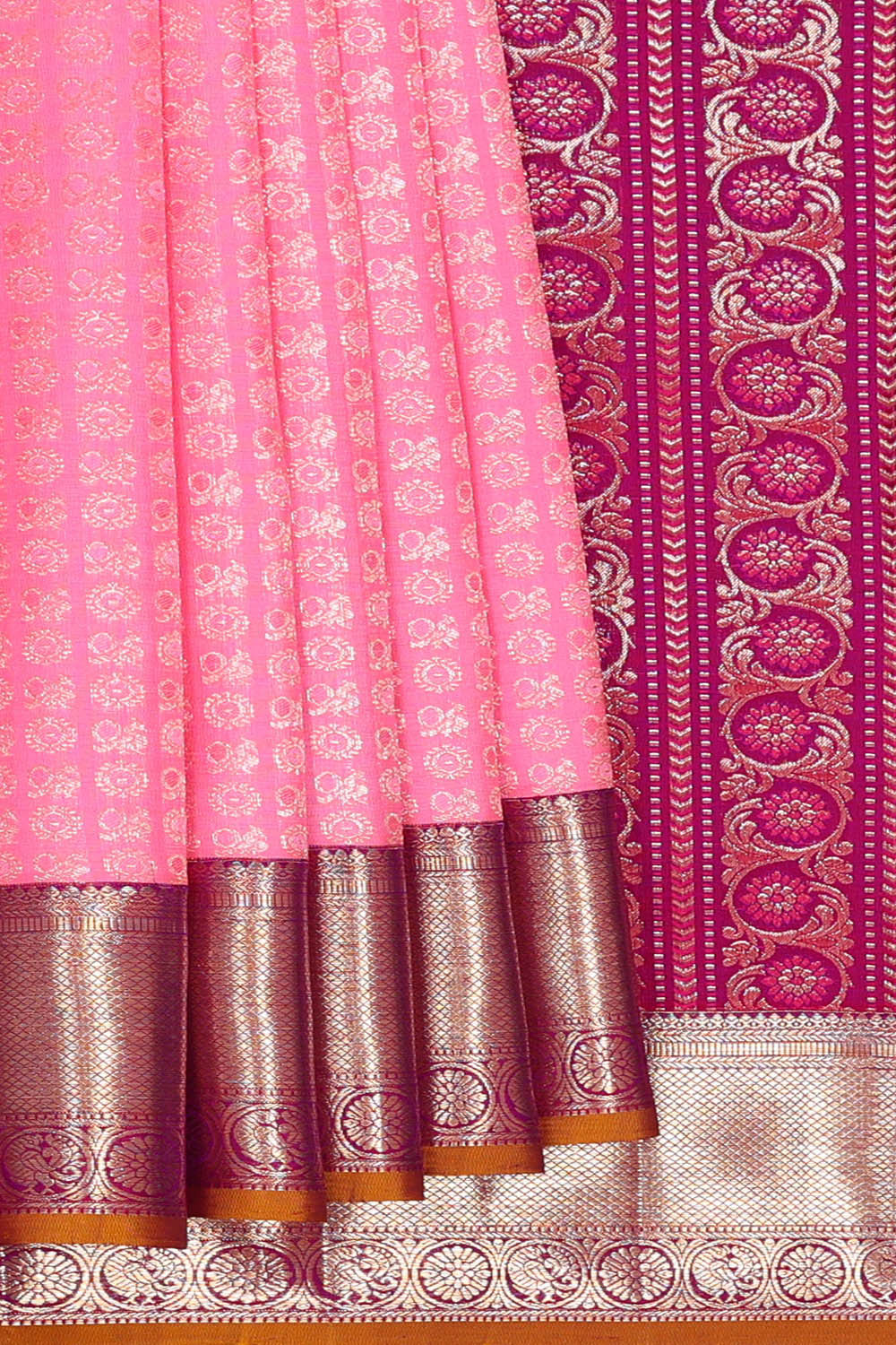 Image of Kanchipattu Pink Brocade Saree